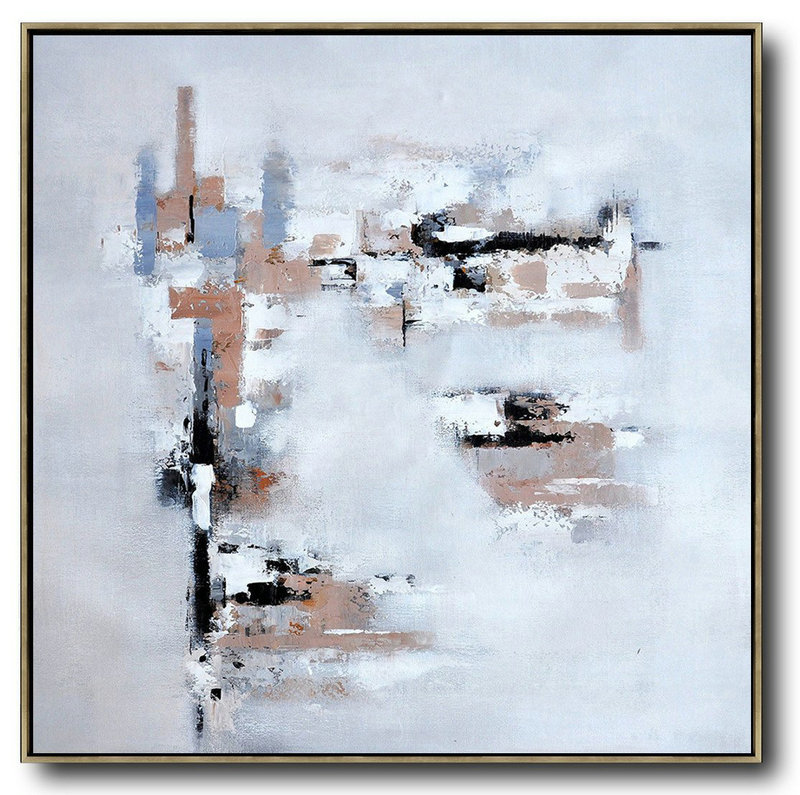 Handmade Large Painting,Oversized Contemporary Art,Acrylic Painting On Canvas,Taupe,Grey,White,Black.etc